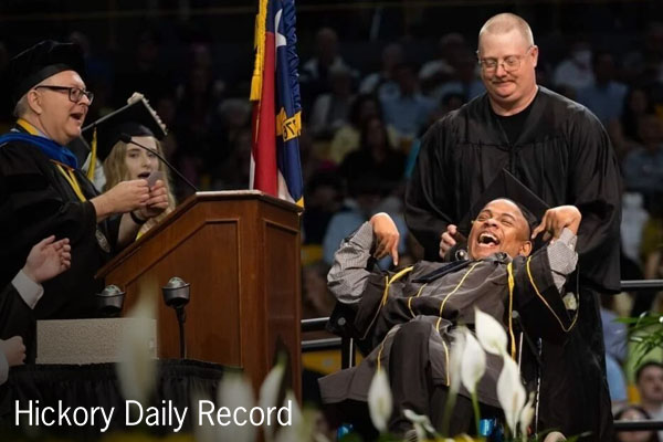 Morganton man with limited use of feet, hands graduates from App State