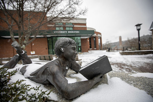 Black, gold — and white: App State's first accumulating snowfall of 2020 blankets campus