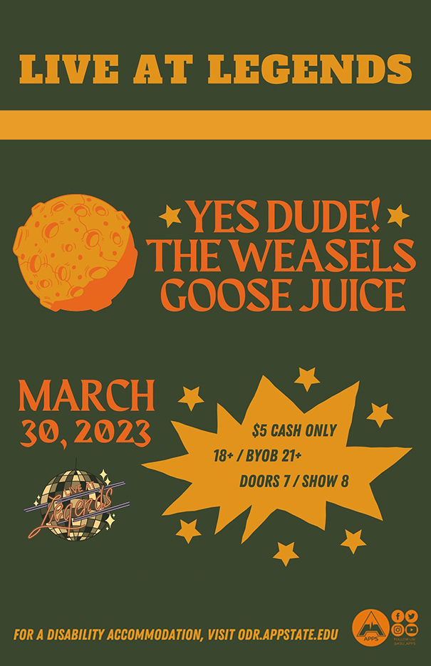 Live at Legends: The Weasels, Goose Juice, and yesdude!