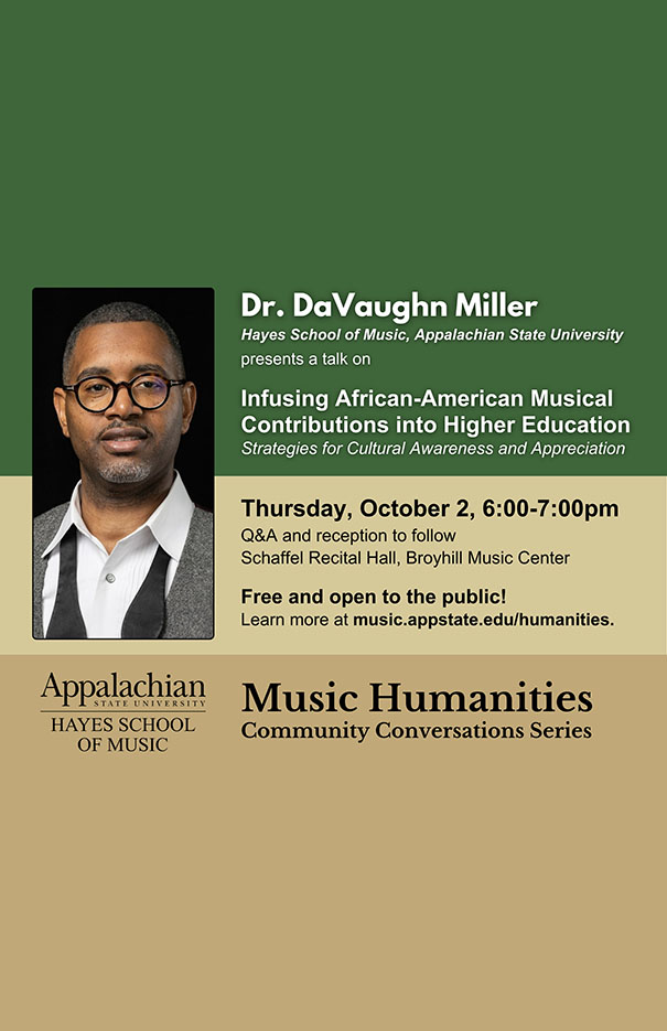 Dr. DaVaughn L. Miller: “Infusing African-American Musical Contributions into Higher Education: Strategies for Cultural Awareness and Appreciation”