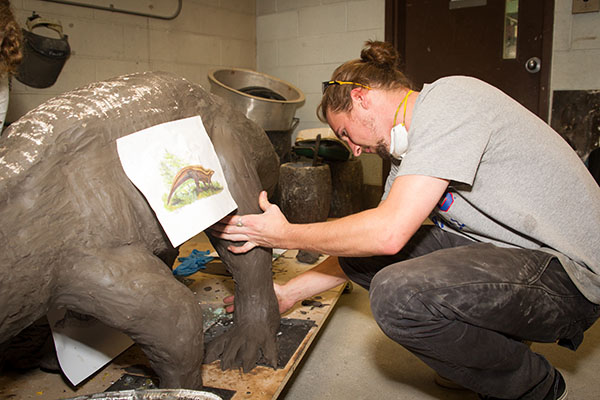 Art and geology students at Appalachian collaborate to sculpt Triassic aetosaur based on a handful of pre-historic bones unearthed in North Carolina