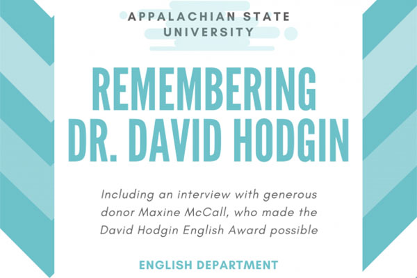 New Award to Commemorate Professor David Hodgin