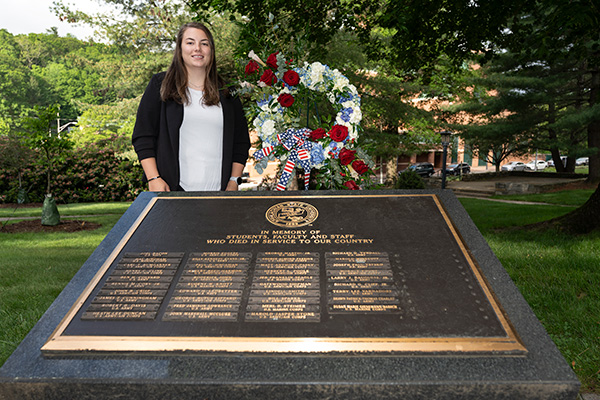 Army Reserve veteran and App State alumna Caitlin Langley lays wreath for university’s Memorial Day commemoration