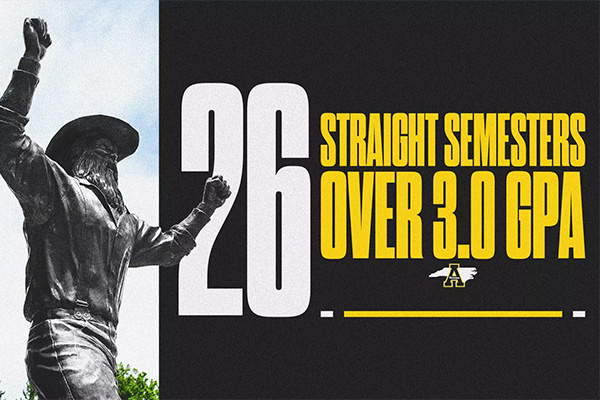 App State student-athletes extend 3.0 GPA streak to 26 straight semesters