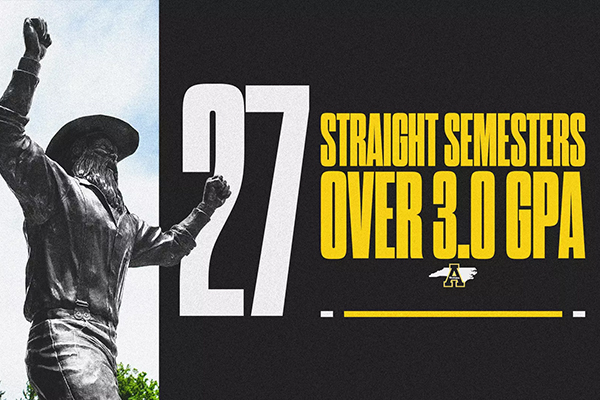 App State student-athletes extend 3.0 GPA streak to 27 straight semesters